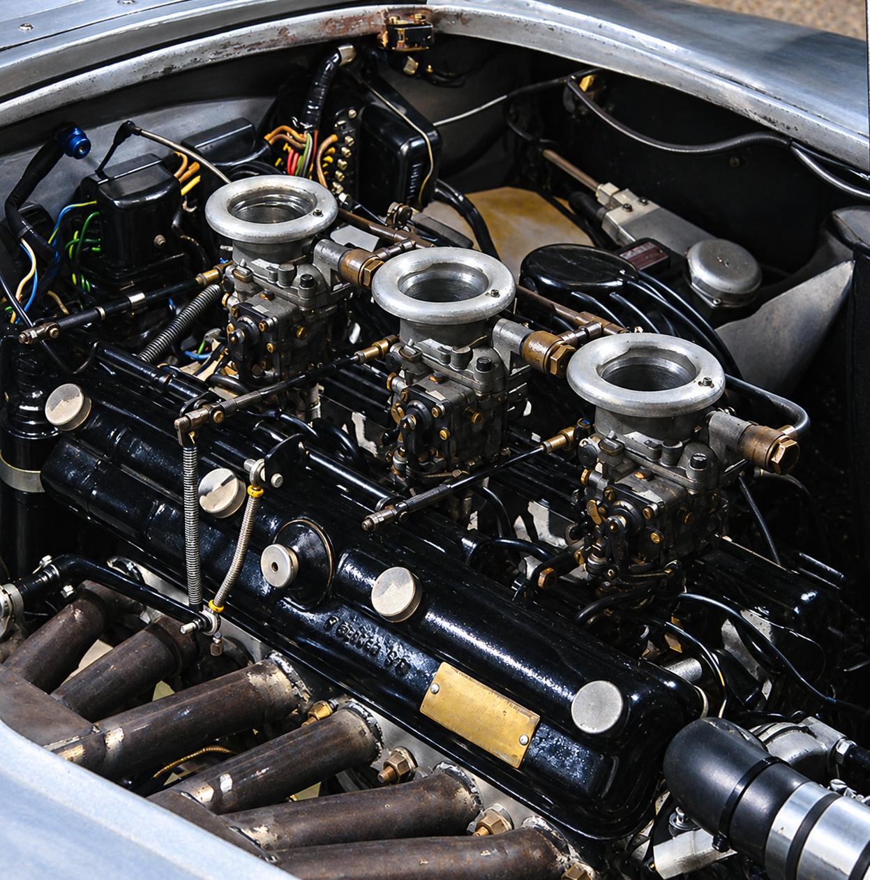 Bristol six-cylinder engine and triple carburettors in 593 CPC