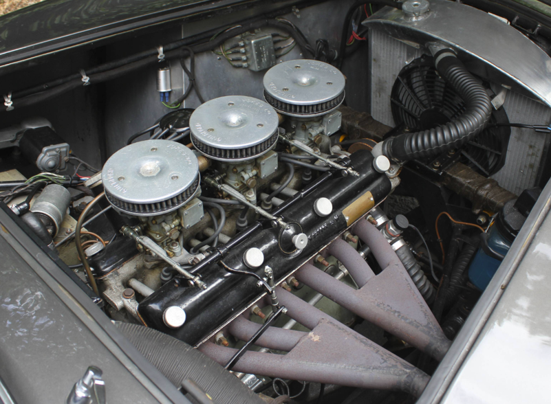 Bristol two-litre straight-six engine with triple downdraught carburettors in an Aceca-Bristol engine bay