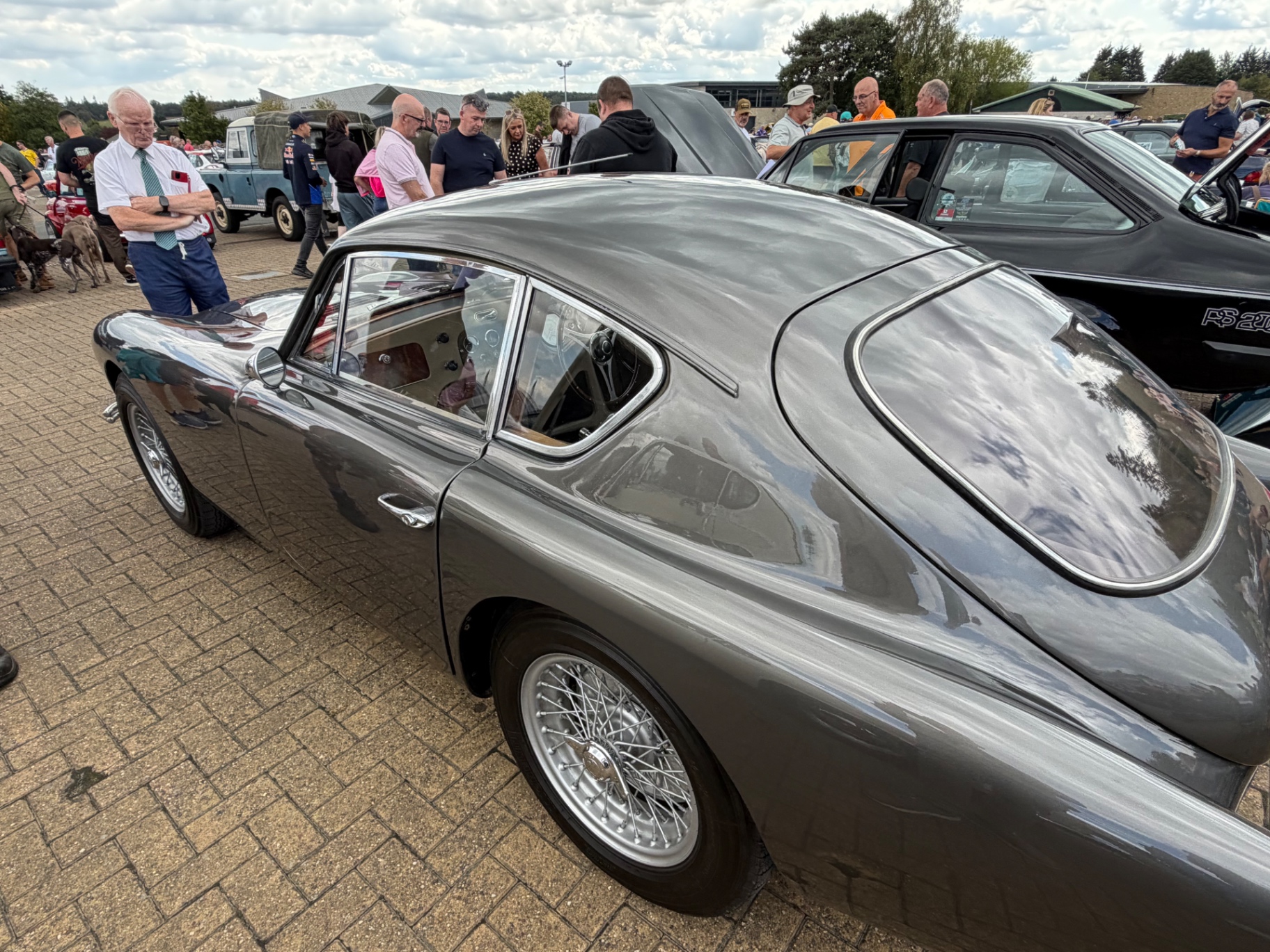 Rear three-quarter view of the AC Aceca-Bristol showing its fastback roofline and wire wheels